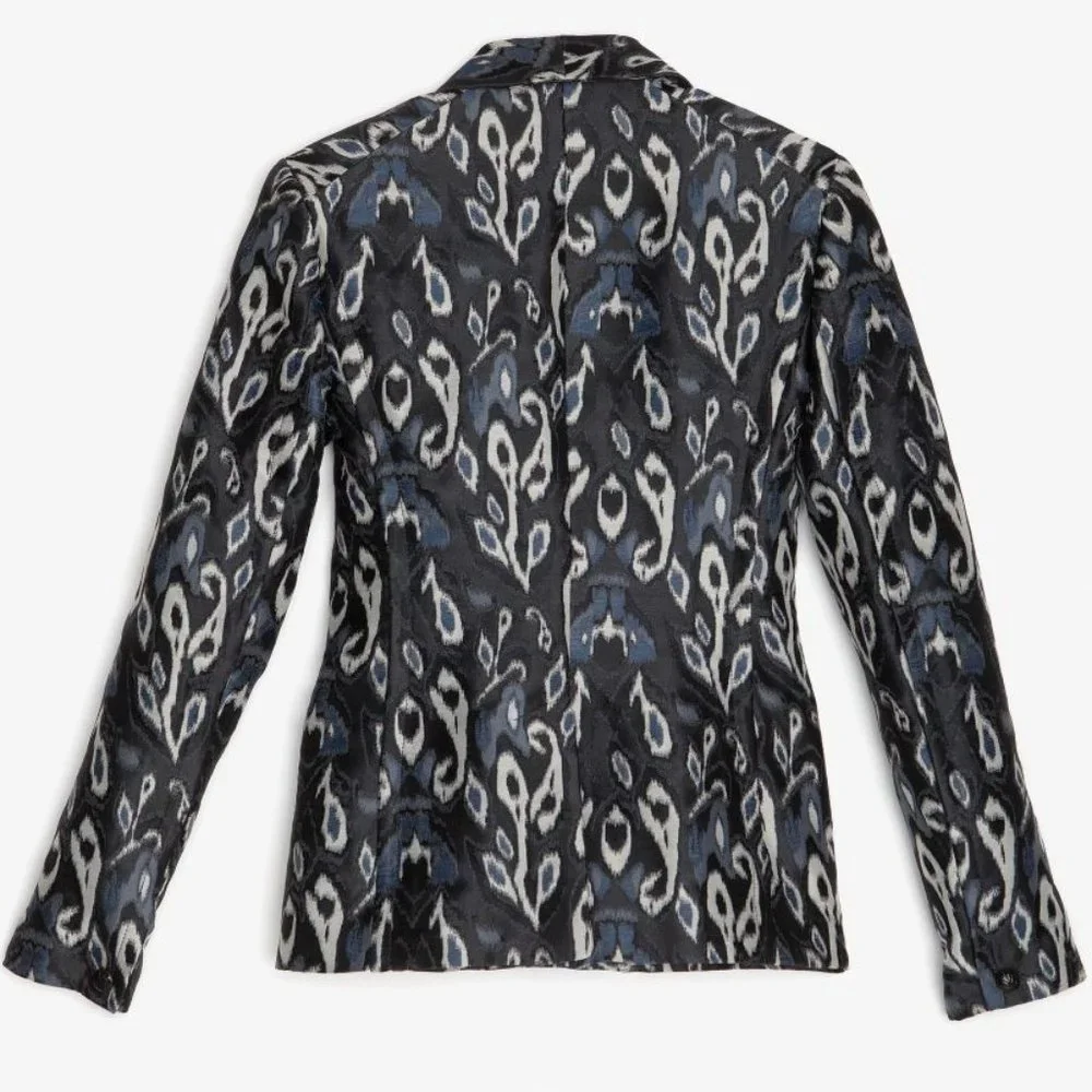 RAG & BONE Silver Ikat Brocade Jacquard Blazer Tuxedo Jacket sz 0 Women's Tux - Picture 4 of 14